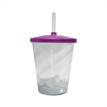 Imagem de Kit 5 Copo Twister 300ml De Acrílico Com Tampa Colorida E Canudo Lembrancinha Festa (Lilás)