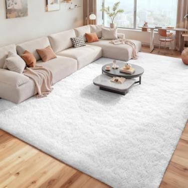 Imagem de Tapetes macios para quarto, sala de estar, tapete fofo de 19 x 3 m, tapete felpudo felpudo que não cai para berçário, crianças, meninas, quarto, decoração de casa, marfim