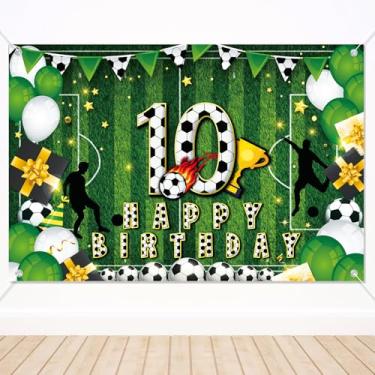 Imagem de Painel de Fundo para Festa Aniversário com Tema Futebol, Decoração Festa 10 Anos com Campo Futebol Adereços Fotos Artigos para Festas Meninos e Meninas Decoração Mesa de Bolo
