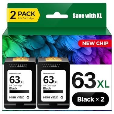 Imagem de Cartuchos de tinta preta 63XL para HP Ink 63 63XL Combo Pack compatível com HP Envy 4520 4512 4510 Officejet 4650 5258 5200 3830 4522 5255 4655 4652 5252 Deskjet 3630 3665 32 21 Tinta de impressora 32