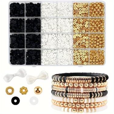 Imagem de Kit de fabricação de pulseiras DIY com miçangas e pingentes variados, conjunto completo de artesanato para criar joias personalizadas, inclui cordão e fechos, multicolorido