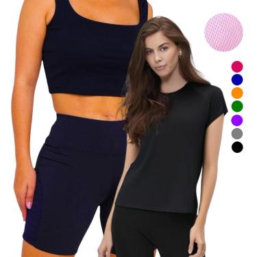 Imagem de Kit Conjunto CAMISETA Blusinha DRY + SHORT LEG Legging REDINHA Suplex Corrida Academia Fitness 635-Feminino