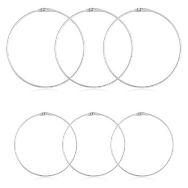 Imagem de 6 Argolas para Chaveiro, Diâmetro Externo de 15,5cm e 12,5cm em Metal Resistente Organizador para Chaves Inglesas Aventais Cartões de Índice e Chaves (Prateado)