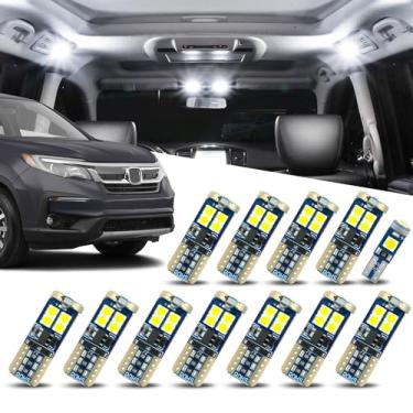 Imagem de Auto Dynasty (Pacote com 12) Kit de lâmpadas LED para carro interior de 12 V 5500 K compatível com Honda Pilot 2016-2020, branco puro