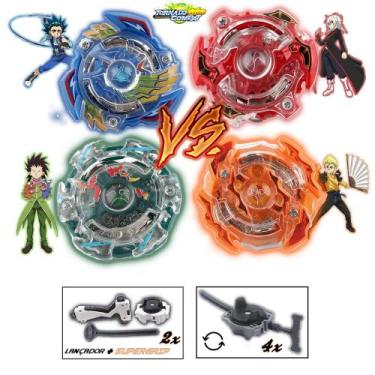 Imagem de Kit 4 Beyblade Burst + 6 Lançadores Valt Rantaro Ken Shu - TD, Beyblad