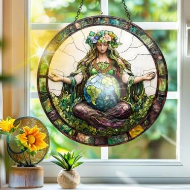 Imagem de Acrílico colorido Suncatcher, decoração de janela suspensa de elfos, arte de parede de arco-íris, para varanda, interior e exterior, jardim, enfeites de Natal, decoração 19 x 19 cm CH#61