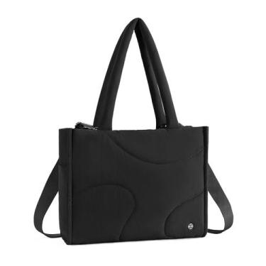 Imagem de Sacola Telena Puffer acolchoada Carryall Shoulder Nylon preta