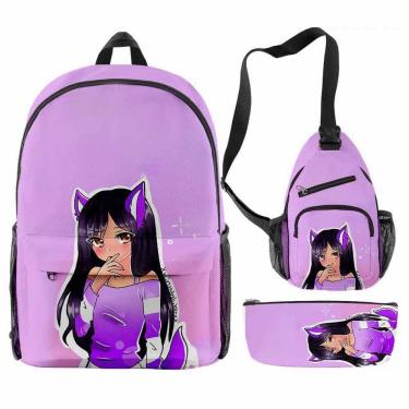 Imagem de Conjunto de mochilas Aphmaus Cartoon Kids School Mochila Anime