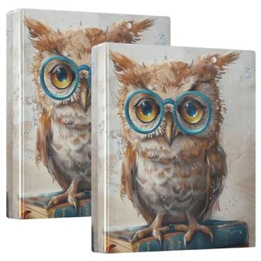 Imagem de Pacote com 2 fichários escolares de coruja, 3 anéis com prancheta, material escolar, pasta de prancheta com bolsos