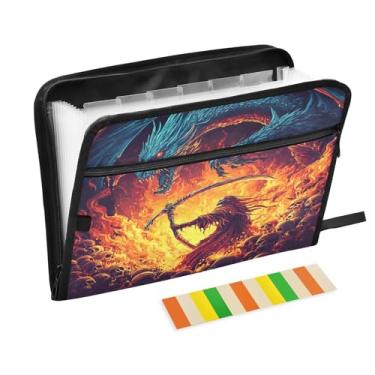 Imagem de Reaper Dragon Fight Organizador de arquivos sanfonado pequeno à prova d'água com zíper e etiquetas pasta de portfólio para documentos
