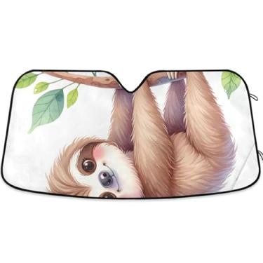 Imagem de Toldo de para-brisa de carro fofo animal engraçado bonito personalizado retrátil auto carro sombra para para-brisa dianteiro impressão animal L, 144.8 cm x 80.0 cm