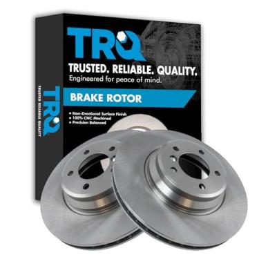 Imagem de TRQ Conjunto de par de rotores de freio a disco dianteiro para BMW 335d 2009-2011/2007-2013 335i / 2009-2013 335i xDrive / 2011-2013 335is / 2007-2008 335xi / 2013-2015 X1