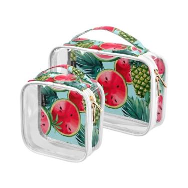 Imagem de GAIGEO Lindo cão Husky usando um chapéu de pirata, bolsa de maquiagem aprovada pela Tsa, bolsas de cosméticos transparentes com zíper para viagens, bolsa de higiene de viagem para mulheres, pacote com