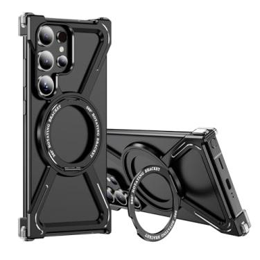 Imagem de COTDINFOR Capa de metal para Samsung Galaxy S26 Ultra com suporte de anel [compatível com MagSafe] Capa de proteção contra quedas militar à prova de choque fina sem moldura para Samsung Galaxy S26