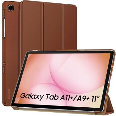 Imagem de MoKo Capa para Galaxy Tab A11 Plus/A9+ 28 cm 2025/2023, capa protetora inteligente de suporte fino com capa traseira translúcida de policarbonato rígido para tablet Galaxy Tab A11+/A9 Plus, despertar
