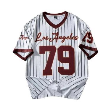 Imagem de Camiseta Masculina Retrô De Beisebol Com Decote V E Manga Curta, Estam