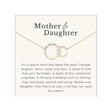 Imagem de Embtrem Colar de mãe e filha, presente para mãe, círculo, dourado, colar para mulheres, joias de aniversário, presentes para mãe e filha, Aço inoxidável, Sem Pedra Preciosa