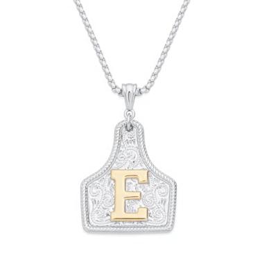 Imagem de MIFYNN Colar com etiqueta de vaca dourada/prata com inicial para mulheres/homens, letra ocidental, fivela de cinto, cowgirl, caubói, hippie, joia de presente, Large, Latão, Sem Pedra Preciosa