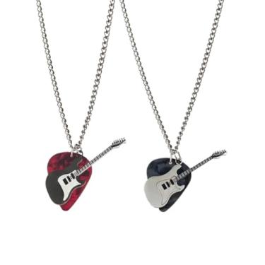 Imagem de LittleFathand 2 colares de palheta de guitarra com pingente BFF Best Friends, colar de palheta de guitarra de aço inoxidável para mulheres e homens, joias punk rock, presente
