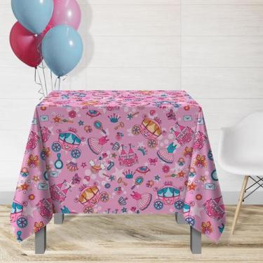 Imagem de 1 Toalha Mesa Festa TNT Menina Castelo Princesa 140X300 - Idealiza
