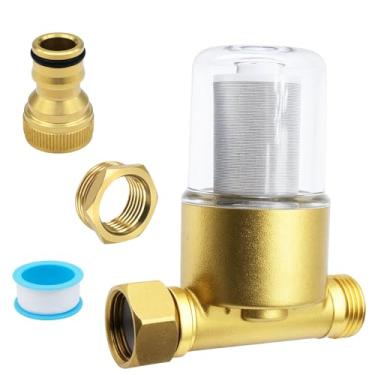 Imagem de Filtro de sedimentos em linha de latão reutilizável (40 mícrons) – Sistema universal de filtragem de água para máquina de lavar, aquecedor, jardim, trailer | Evita o amarelecimento da roupa, pele seca