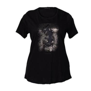 Imagem de Camiseta Feminina Plus Size Olho Fatal Glitter Preto-Feminino