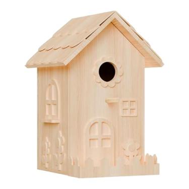 Imagem de Dualoai Kit para construir uma casinha de pássaros em madeira, sem acabamento, ideal para pardais.