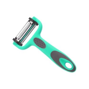 Imagem de Descascador Manual 3 em 1 para Legumes e Frutas - Multifuncional com 3 Lâminas de Aço Inox Rápido e Fácil de Usar e Limpar (VERDE CLARO)