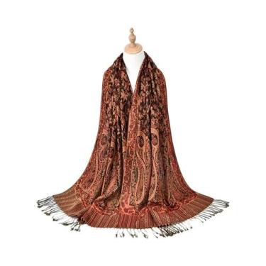 Imagem de Lenço Hijab Retro De Tamanho Grande Para Mulheres Com Estampa Paisley 