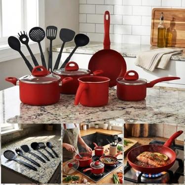 Imagem de Jogo De Panela Indução Antiaderente Cerâmica 14 Pçs Teflon