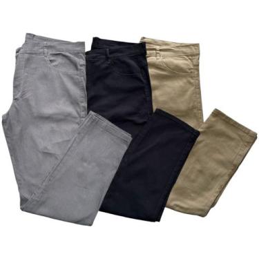 Imagem de Kit 3 calças masculina jeans basica slim com elastano envio rapido - E