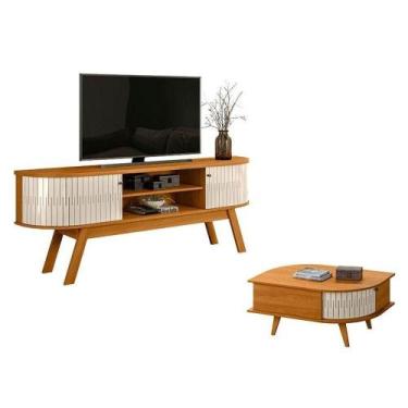 Imagem de Rack Bancada Valência Com Mesa De Centro Indianápolis Cinamomo Off Whi