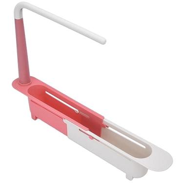 Imagem de Generic Suporte de Rack de Armazenamento de Pia Telescópica Design Expansível Drenagem Ventilada Organizador de Cozinha de Grande Capacidade (Vermelho)