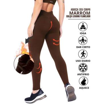 Imagem de 2 Calça Legging Flanelada Térmica Anti frio Suplex Cintura Alta Femini