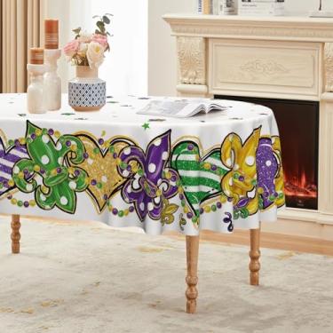 Imagem de Horaldaily Toalha de mesa para carnaval 152 x 213 cm, oval, New Orleans, Brazi, Carnaval, lavável, para decoração de festa, piquenique, jantar