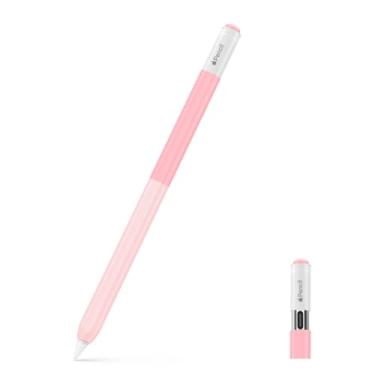 Imagem de MoKo Capa de silicone para Apple Pencil (USB-C), capa protetora de cor gradiente, suporte de aderência antiderrapante macio, suporta fixação magnética ao tablet, rosa