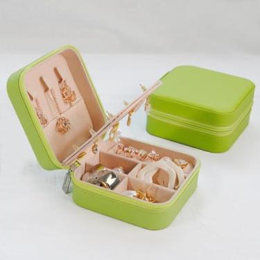 Imagem de Caixa de joias pequena organizador de estojo de viagem caixa de meias presentes personalizados acessórios de joias para adolescentes presente de Natal para mulheres matcha verde (espelho)
