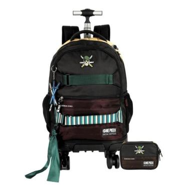 Imagem de Kit Escolar One Piece Mochila 4 Rodas e Costas + Estojo Box - Luxcel, 