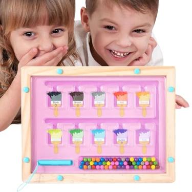 Imagem de Placa magnética de cor e número, cor magnética e labirinto de contagem | Jogo de tabuleiro MAZE MAZE,Atividades de aprendizado pré -escolar para meninos meninas com mais de 3 anos, brinquedos educacio