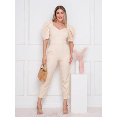 Imagem de WWZ FASHION Macacão Alfaiataria 1301 Elegância em Alfaiataria, Bege, G