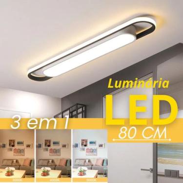 Imagem de Luminária Sobrepor LED 3 em 1 Três Tons de Luz Bivolt Longa 80cm Difus