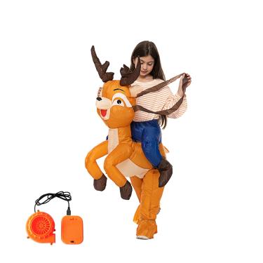Imagem de Fantasia de Alce Inflável para Montar Traje Engraçado Ar com Sopro Roupa Festa Férias Cosplay Soplador e Caixa Bateria Mulheres Homens Adultos Criança