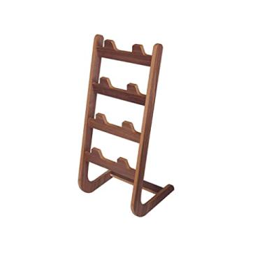 Imagem de Sapateira moderna de madeira maciça, chinelos de 4 níveis, entrada de prateleira, armário, corredor, organizador de sapatos para casa, suporte de sapatos, requintado, bonito (marrom escuro)