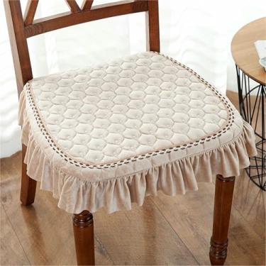 Imagem de Conjunto de 2 Almofadas Sólidas para Cadeiras, Almofadas Quadradas Antiderrapantes para Assento de Jantar com Amarras e Capa Removível, para Casa, Escritório e Restaurante