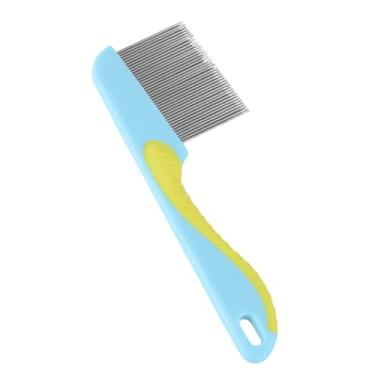 Imagem de 1 pente de pulgas para animais de estimação com dentes de aço inoxidável, pentes multiuso para pulgas e carrapatos com alça antiderrapante para cães e gatos, azul