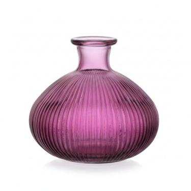 Imagem de Vaso Verde Oliva e Roxo Vidro Canelado Pectore Redondo Elegante Mesa Posta 12,5 cm (Roxo)