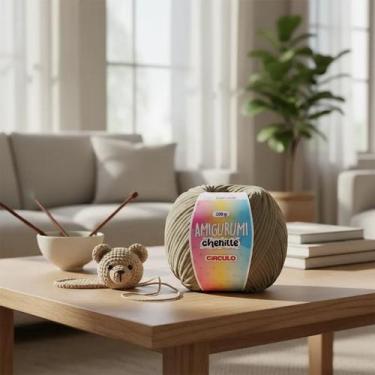 Imagem de Fio Amigurumi Chenille 100g 110m Cor:7066-Pedra Quente - Círculo, 7066