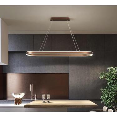 Imagem de Luminária pendente LED moderna para sala de jantar, com intensidade ajustável e controle remoto, ideal para ilha de cozinha, mesa de jantar, sala de estar, escritório ou bar. Altura reguláve