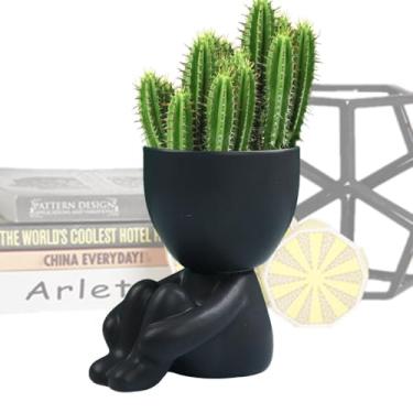 Imagem de Rosto Plantadores Vasos Cabeça - Vaso de planta de cerâmica com drenagem,Vaso de flor reutilizável em forma humana para plantas de ar, s, samambaias