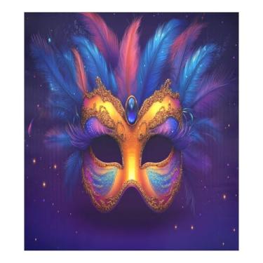 Imagem de Blueangle Mardi Gras Colorido Mas Capa Magnética para Lava-Louça, Decoração Frontal de Lava-Louça, Decalques de Armário Doméstico Eletrodomésticos, 58 cm C x 66 cm Adesivo Magnético Decorativo (67)